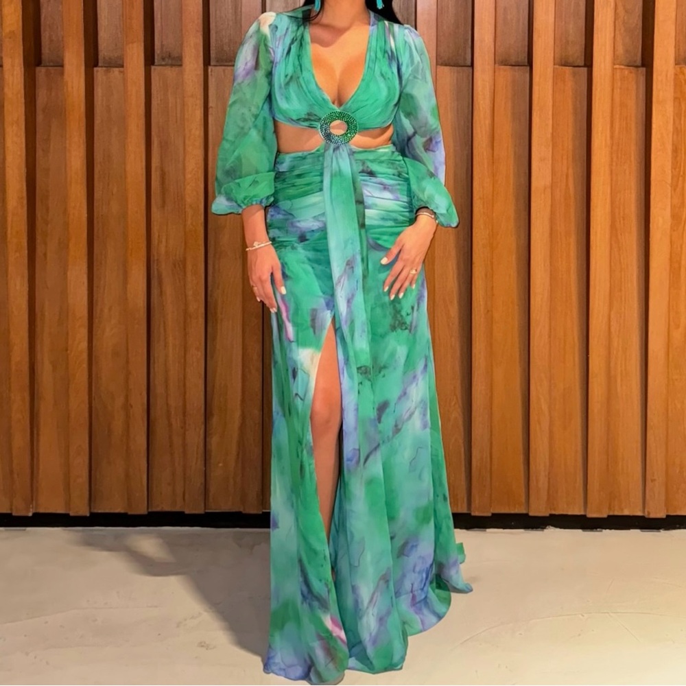 Marble color maxi dress